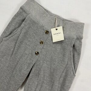 DONNI Waffle Henley Pant Thermal Knit Joggers XXS Grey NWT Made in LA